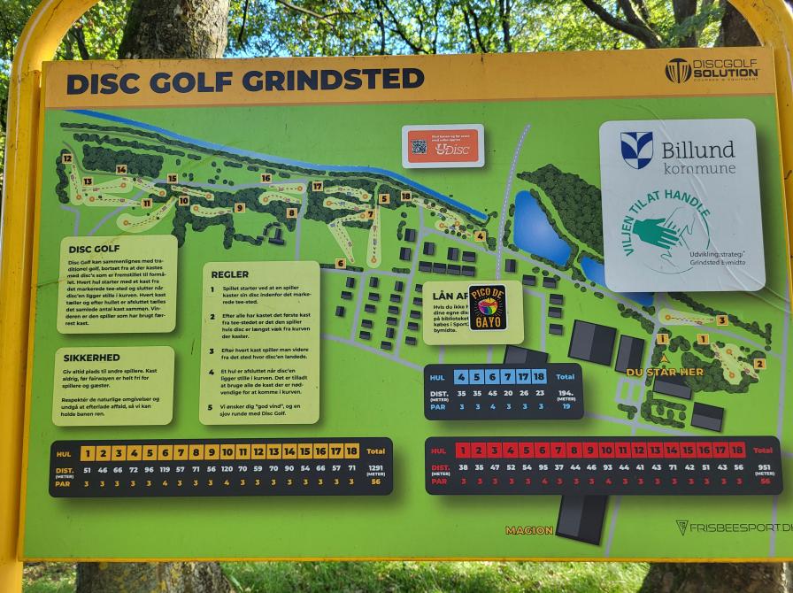 Billede af oversigts kort disc golf grindsted
